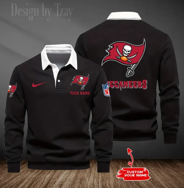 Tampa Bay Buccaneers Long Sleeve Men's Golf Polo Shirt SPTLSMGPS030 - Image 2