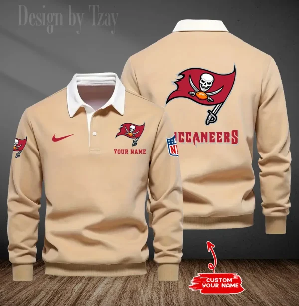 Tampa Bay Buccaneers Long Sleeve Men's Golf Polo Shirt SPTLSMGPS030 - Image 3