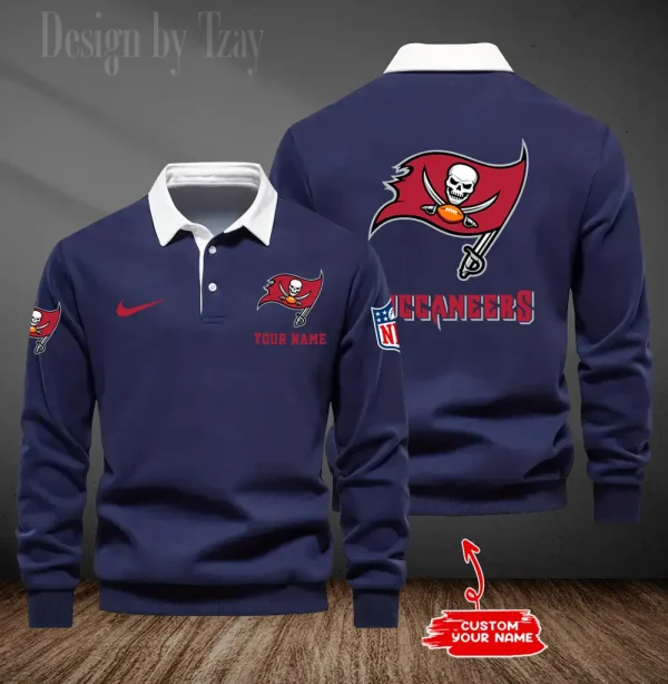 Tampa Bay Buccaneers Long Sleeve Men's Golf Polo Shirt SPTLSMGPS030 - Image 4
