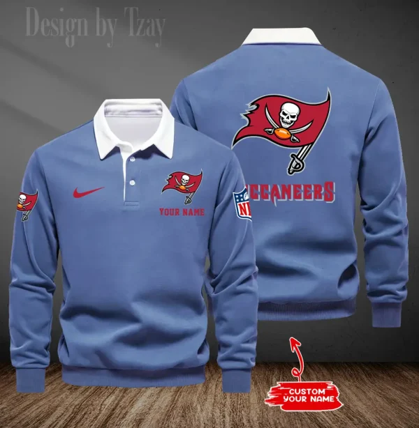 Tampa Bay Buccaneers Long Sleeve Men's Golf Polo Shirt SPTLSMGPS030 - Image 5