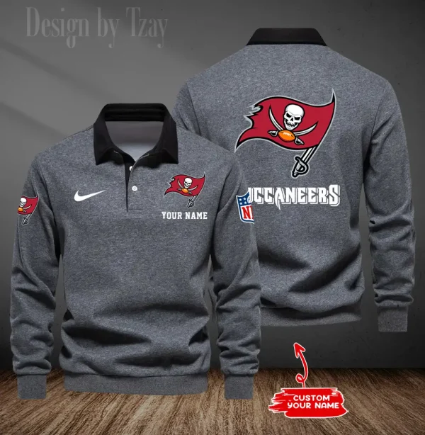 Tampa Bay Buccaneers Long Sleeve Men's Golf Polo Shirt SPTLSMGPS030 - Image 6