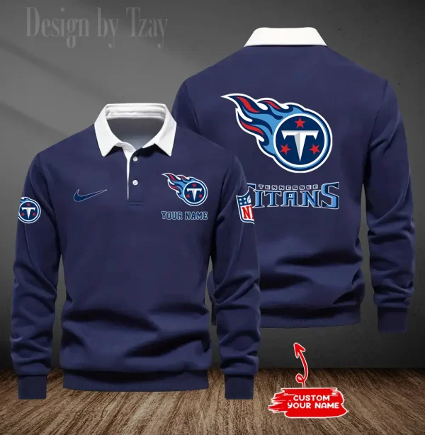 Tennessee Titans Long Sleeve Men's Golf Polo Shirt SPTLSMGPS031