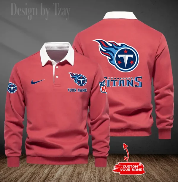 Tennessee Titans Long Sleeve Men's Golf Polo Shirt SPTLSMGPS031 - Image 2