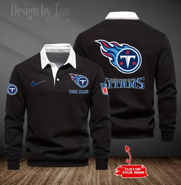 Tennessee Titans Long Sleeve Men's Golf Polo Shirt SPTLSMGPS031 - Image 6