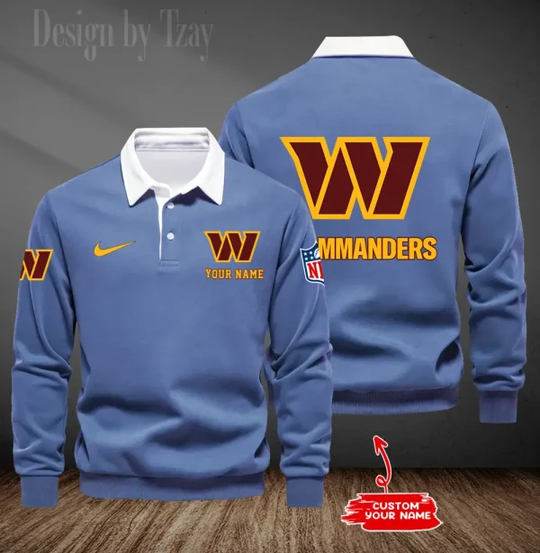 Washington Commanders Long Sleeve Men's Golf Polo Shirt SPTLSMGPS032 - Image 3