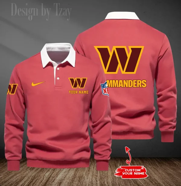 Washington Commanders Long Sleeve Men's Golf Polo Shirt SPTLSMGPS032 - Image 6