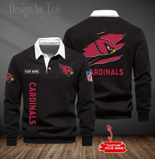 Arizona Cardinals Long Sleeve Men's Golf Polo Shirt SPTLSMGPS033