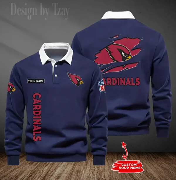 Arizona Cardinals Long Sleeve Men's Golf Polo Shirt SPTLSMGPS033 - Image 3