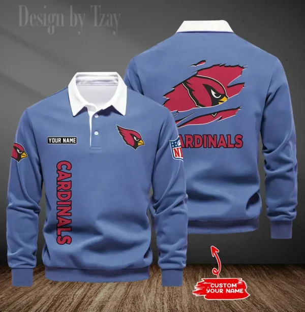 Arizona Cardinals Long Sleeve Men's Golf Polo Shirt SPTLSMGPS033 - Image 4