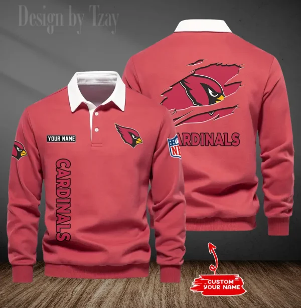 Arizona Cardinals Long Sleeve Men's Golf Polo Shirt SPTLSMGPS033 - Image 6