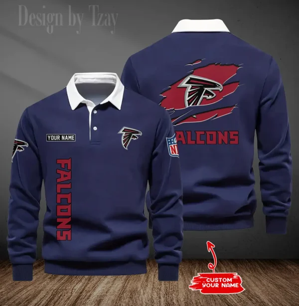 Atlanta Falcons Long Sleeve Men's Golf Polo Shirt SPTLSMGPS034 - Image 5