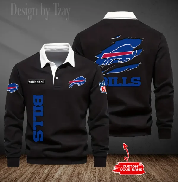 Buffalo Bills Long Sleeve Men's Golf Polo Shirt SPTLSMGPS036