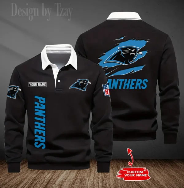 Carolina Panthers Long Sleeve Men's Golf Polo Shirt SPTLSMGPS037