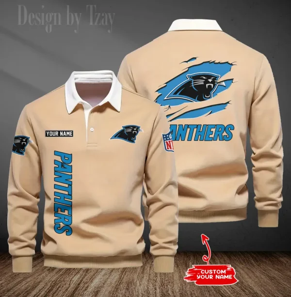 Carolina Panthers Long Sleeve Men's Golf Polo Shirt SPTLSMGPS037 - Image 2