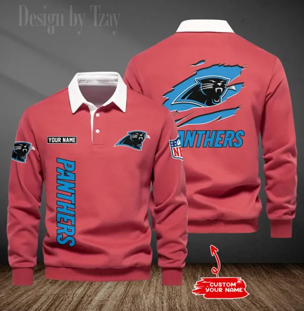Carolina Panthers Long Sleeve Men's Golf Polo Shirt SPTLSMGPS037 - Image 6