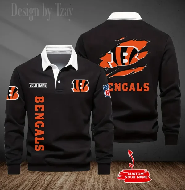 Cincinnati Bengals Long Sleeve Men's Golf Polo Shirt SPTLSMGPS039
