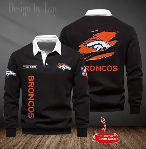 Denver Broncos Long Sleeve Men's Golf Polo Shirt SPTLSMGPS042