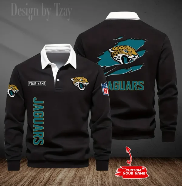 Jacksonville Jaguars Long Sleeve Men's Golf Polo Shirt SPTLSMGPS047