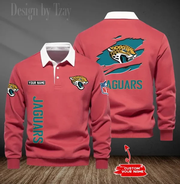Jacksonville Jaguars Long Sleeve Men's Golf Polo Shirt SPTLSMGPS047 - Image 6
