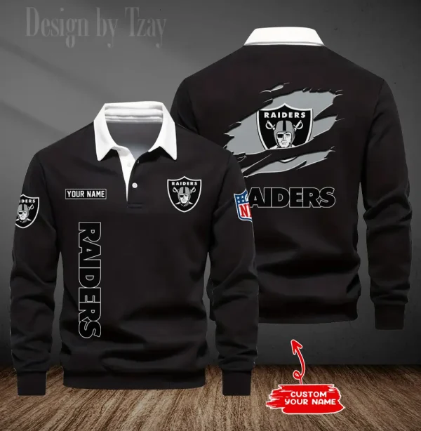 Las Vegas Raiders Long Sleeve Men's Golf Polo Shirt SPTLSMGPS049