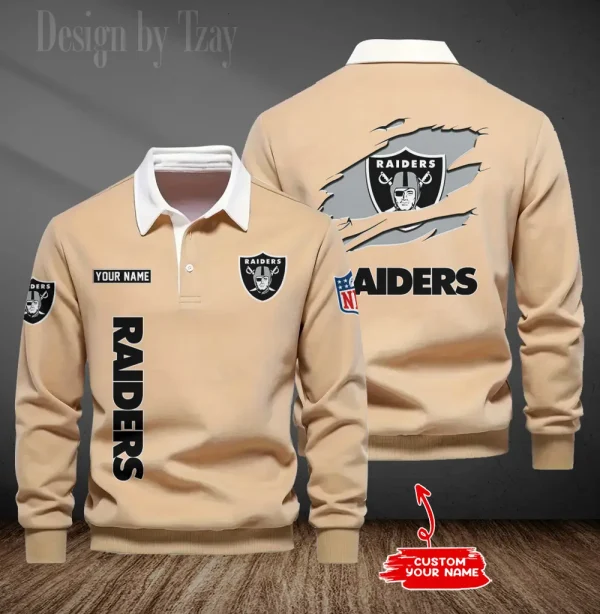 Las Vegas Raiders Long Sleeve Men's Golf Polo Shirt SPTLSMGPS049 - Image 2