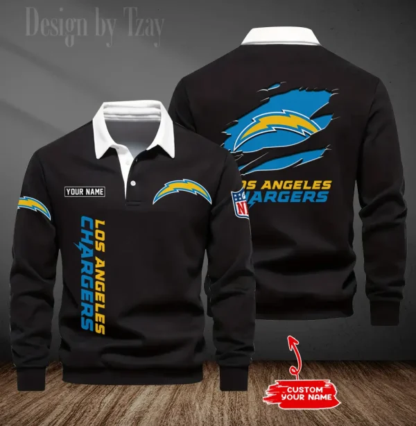 Los Angeles Chargers Long Sleeve Men's Golf Polo Shirt SPTLSMGPS050