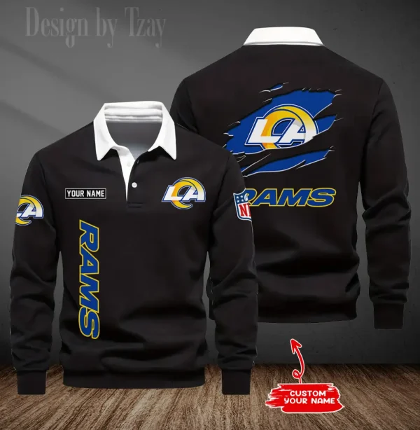 Los Angeles Rams Long Sleeve Men's Golf Polo Shirt SPTLSMGPS051