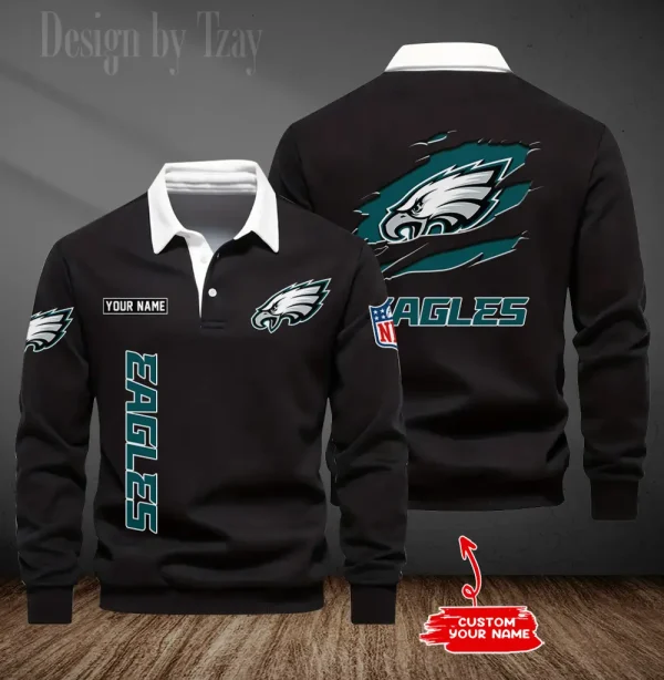 Philadelphia Eagles Long Sleeve Men's Golf Polo Shirt SPTLSMGPS058