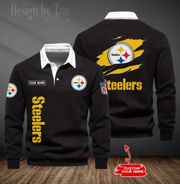 Pittsburgh Steelers Long Sleeve Men's Golf Polo Shirt SPTLSMGPS059