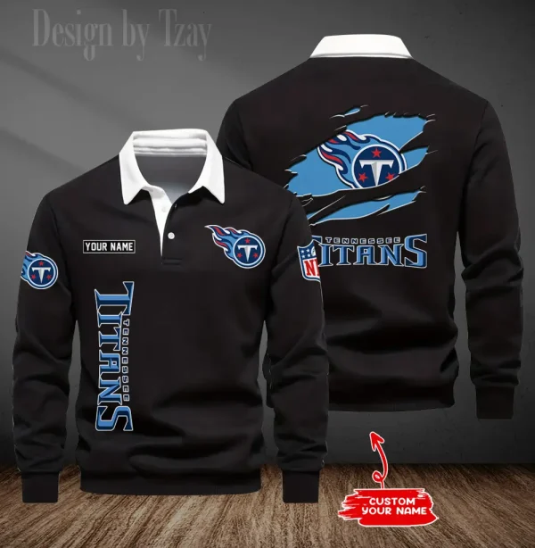 Tennessee Titans Long Sleeve Men's Golf Polo Shirt SPTLSMGPS063