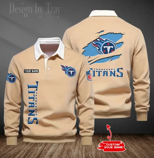 Tennessee Titans Long Sleeve Men's Golf Polo Shirt SPTLSMGPS063 - Image 6