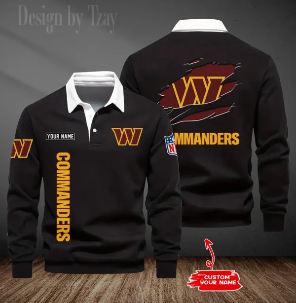 Washington Commanders Long Sleeve Men's Golf Polo Shirt SPTLSMGPS064