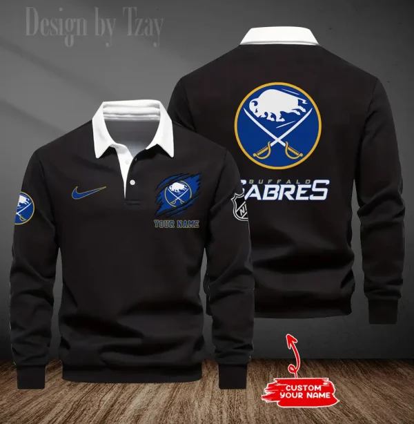 Buffalo Sabres Long Sleeve Men's Golf Polo Shirt SPTLSMGPS066