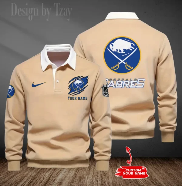 Buffalo Sabres Long Sleeve Men's Golf Polo Shirt SPTLSMGPS066 - Image 2