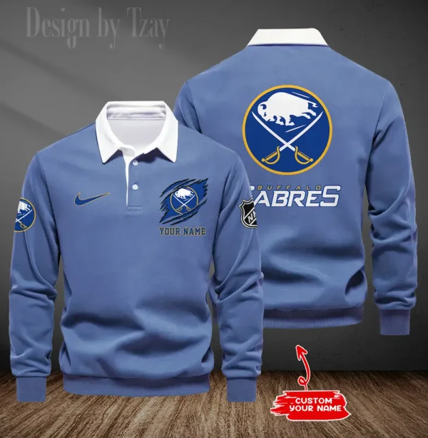 Buffalo Sabres Long Sleeve Men's Golf Polo Shirt SPTLSMGPS066 - Image 4