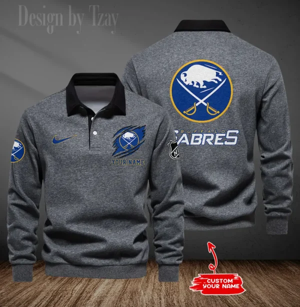 Buffalo Sabres Long Sleeve Men's Golf Polo Shirt SPTLSMGPS066 - Image 5