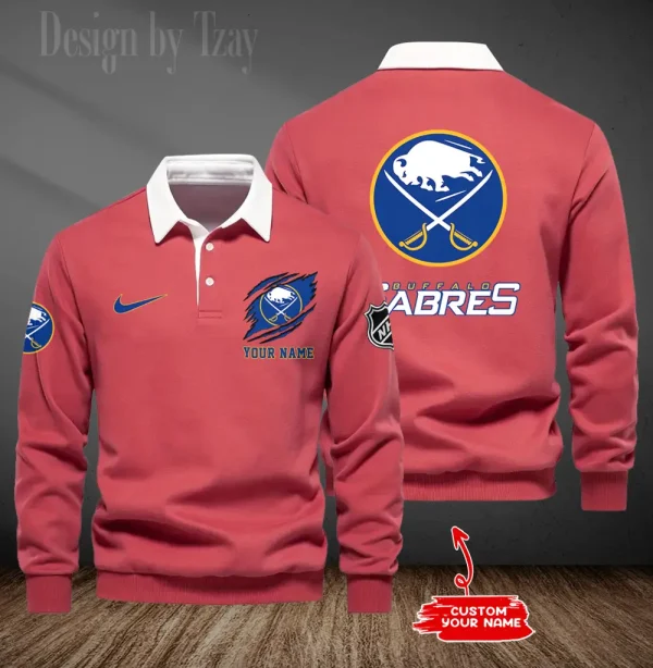 Buffalo Sabres Long Sleeve Men's Golf Polo Shirt SPTLSMGPS066 - Image 6