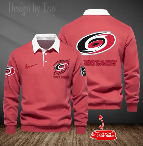 Carolina Hurricanes Long Sleeve Men's Golf Polo Shirt SPTLSMGPS068