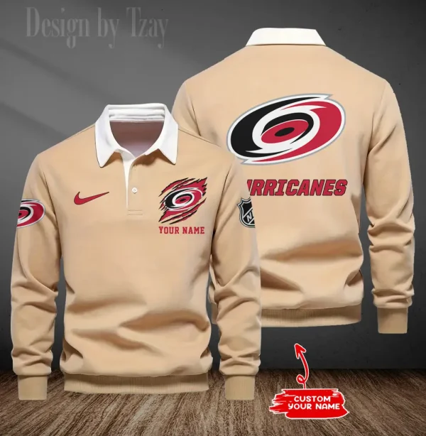 Carolina Hurricanes Long Sleeve Men's Golf Polo Shirt SPTLSMGPS068 - Image 3