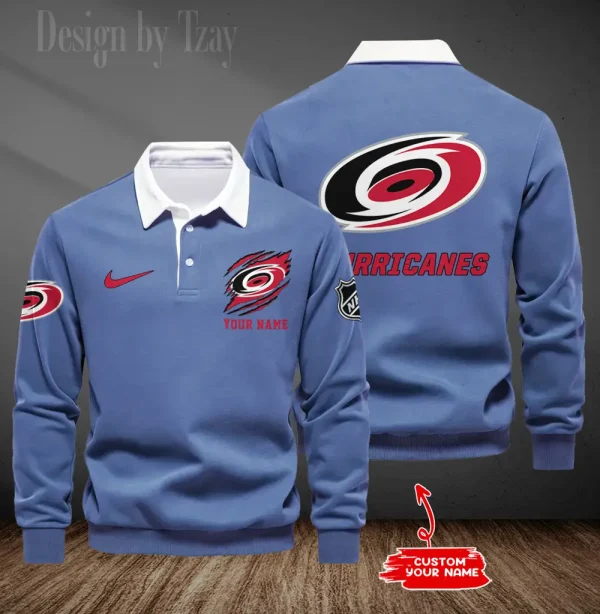 Carolina Hurricanes Long Sleeve Men's Golf Polo Shirt SPTLSMGPS068 - Image 4