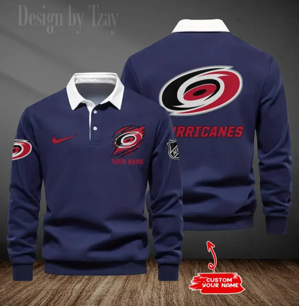 Carolina Hurricanes Long Sleeve Men's Golf Polo Shirt SPTLSMGPS068 - Image 5