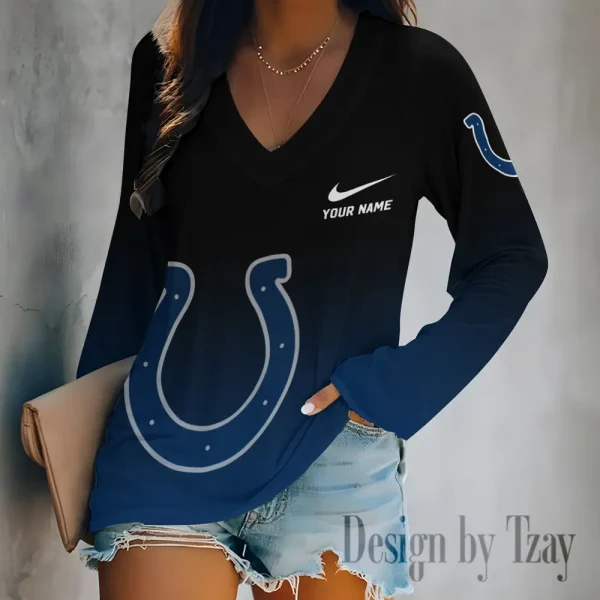 Indianapolis Colts Women's Long sleeves T-shirt V-neck Trending 2025 BGVPS504