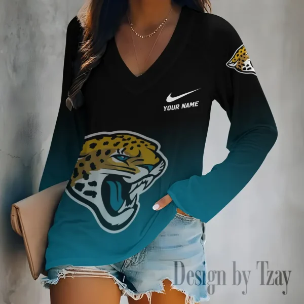 Jacksonville Jaguars Women's Long sleeves T-shirt V-neck Trending 2025 BGVPS505