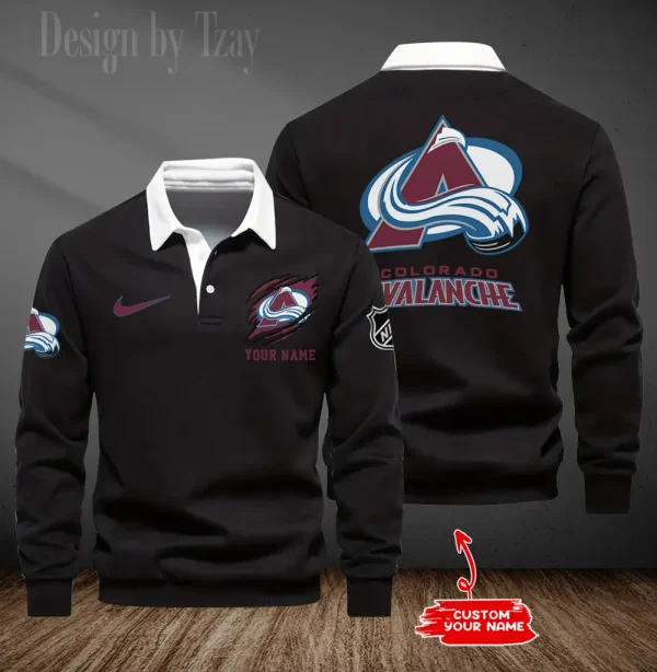Colorado Avalanche Long Sleeve Men's Golf Polo Shirt SPTLSMGPS070