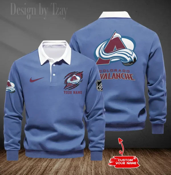 Colorado Avalanche Long Sleeve Men's Golf Polo Shirt SPTLSMGPS070 - Image 4