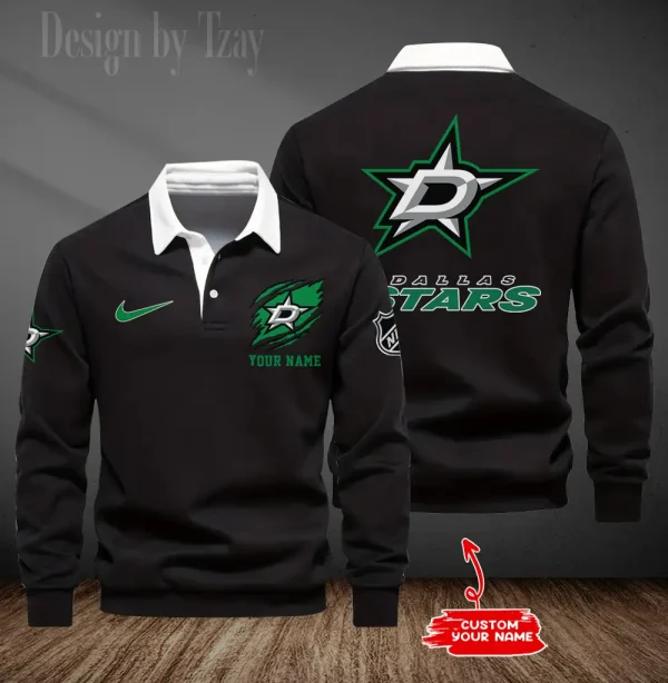 Dallas Stars Long Sleeve Men's Golf Polo Shirt SPTLSMGPS072