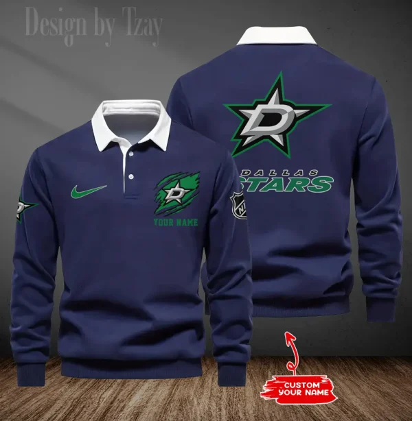 Dallas Stars Long Sleeve Men's Golf Polo Shirt SPTLSMGPS072 - Image 3