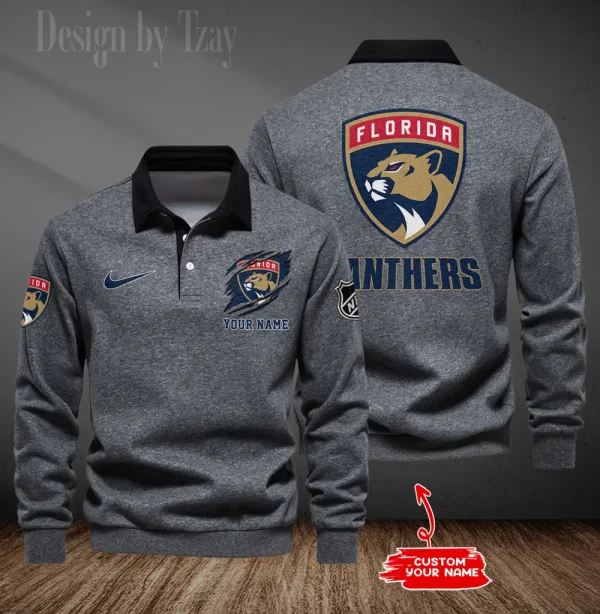 Florida Panthers Long Sleeve Men's Golf Polo Shirt SPTLSMGPS074