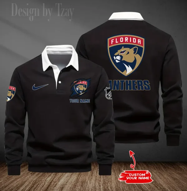 Florida Panthers Long Sleeve Men's Golf Polo Shirt SPTLSMGPS074 - Image 2