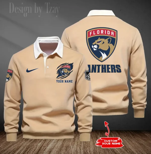 Florida Panthers Long Sleeve Men's Golf Polo Shirt SPTLSMGPS074 - Image 3